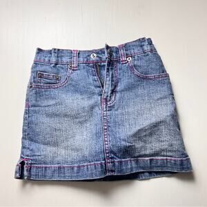 Zana Di Denim Girls Skirt  with Pink Stitching